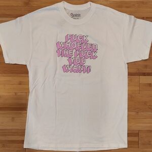 Spencer's "F**k Whoever The F**k You Want!" White Graphic T-Shirt Size Large